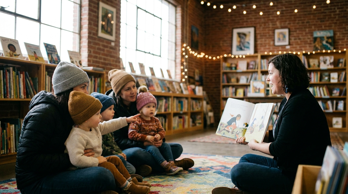 Storytime at Little Blue Pigeon Books